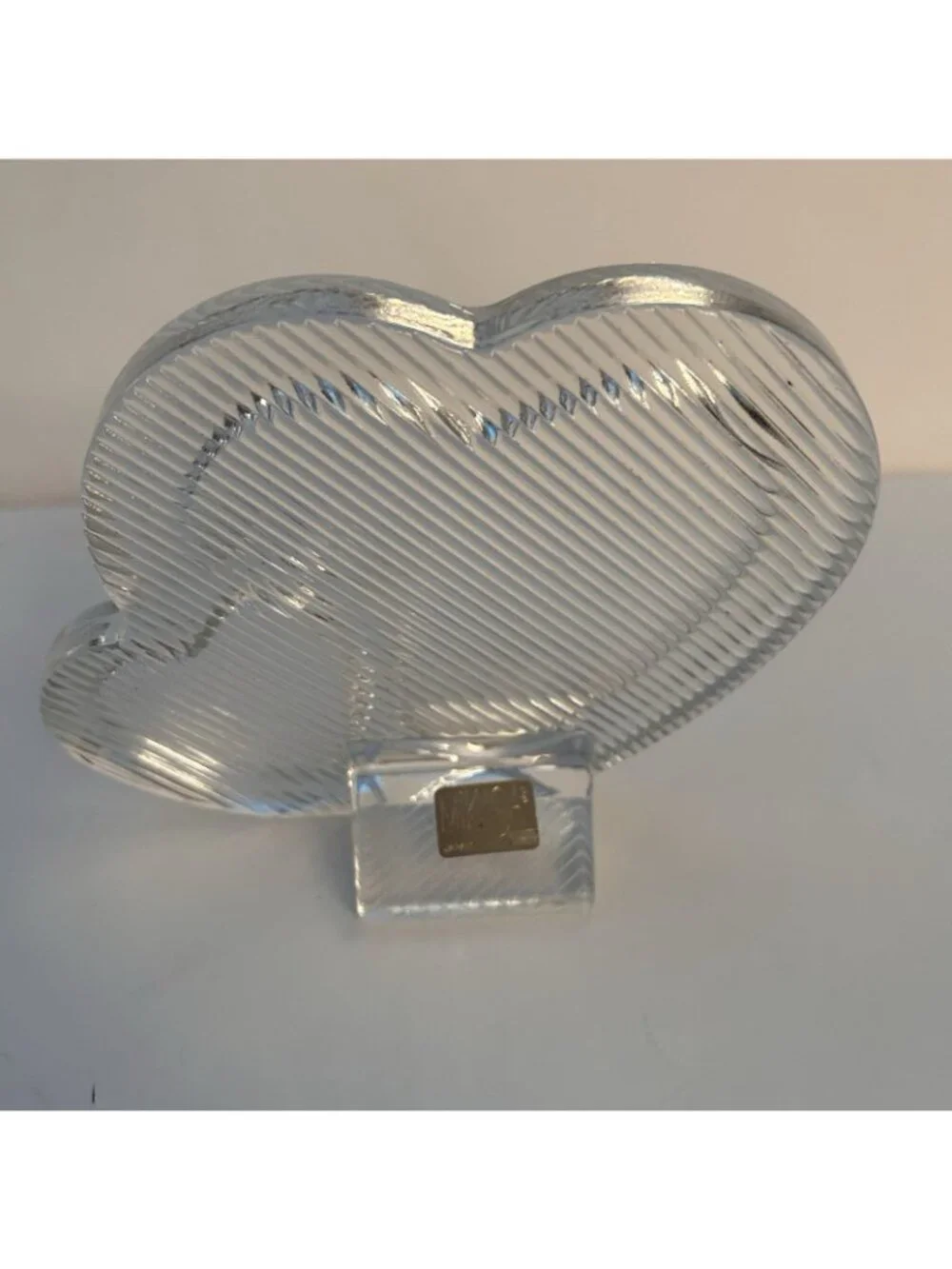 Vintage Mikasa Polished Portraits Crystal Double-Heart Picture Frame Clear Heavy
